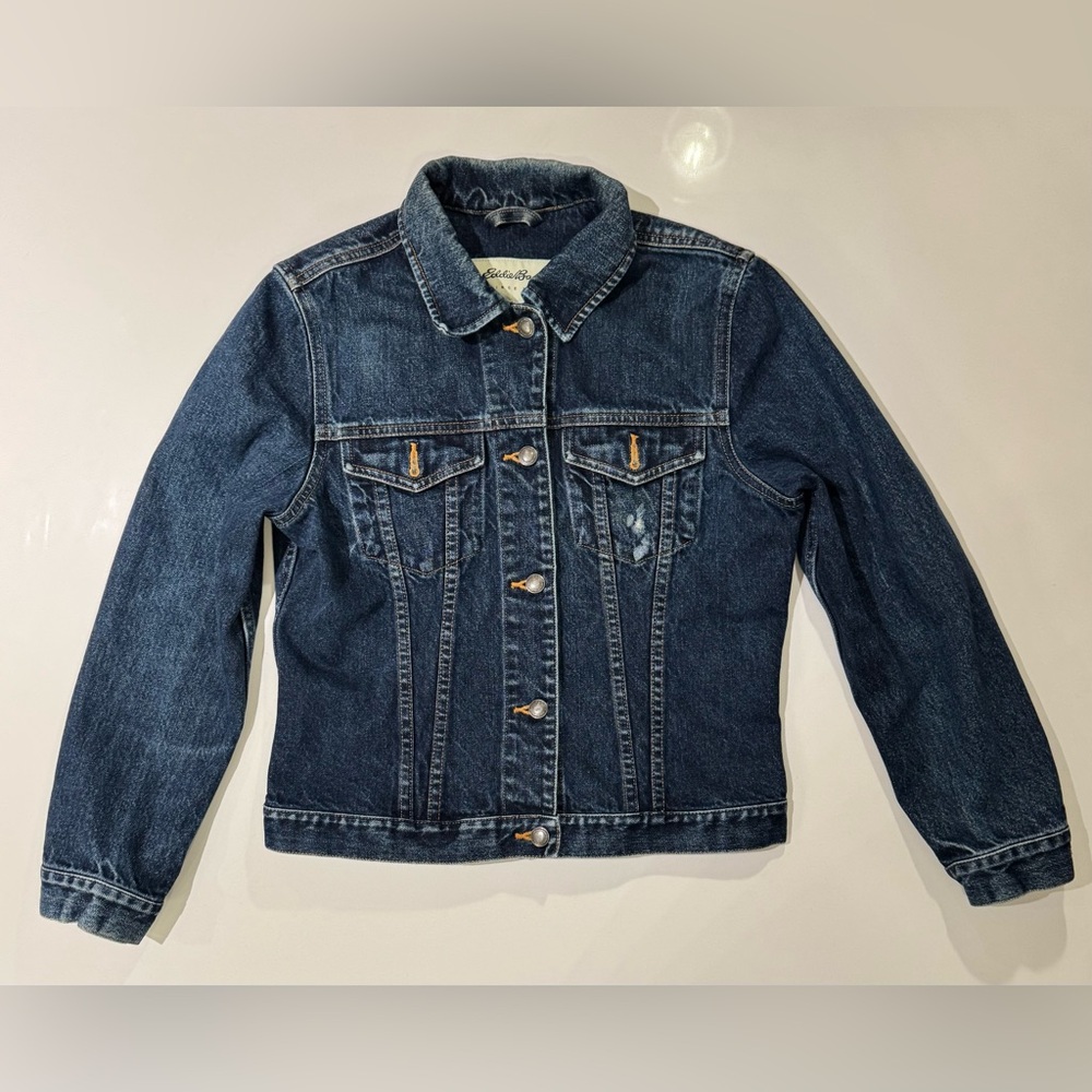 Eddie Bauer Denim jacket 4 Front Pocket Dark Wash WPL9647 Women’s Small Preowned